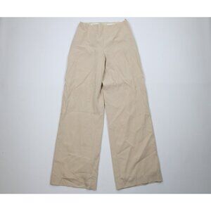 Vintage Escada Womens 38 Lined Wool Knit Flared Wide Leg Pants Trousers Beige